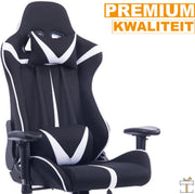 Happyment Luxe Gamestoel - Zwart met wit - Gaming stoel verstelbaar in hoogte - Chair - Ergonomische bureaustoel