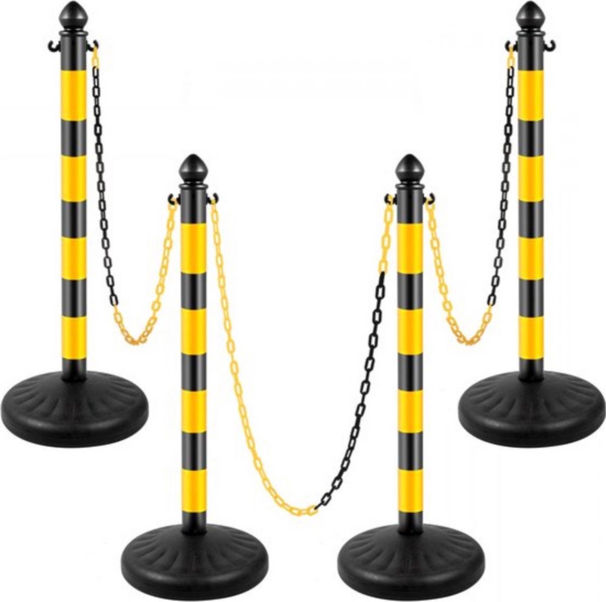 Afzetpalen - 4 stuks - 100CM - Geel/zwart - Afzetlinten - Afzetketting