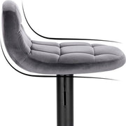Barkrukken - Donkergrijs - Velvet - Ergonomisch - In Hoogte Verstelbaar - Set van 2 - Zithoogte 62-83cm