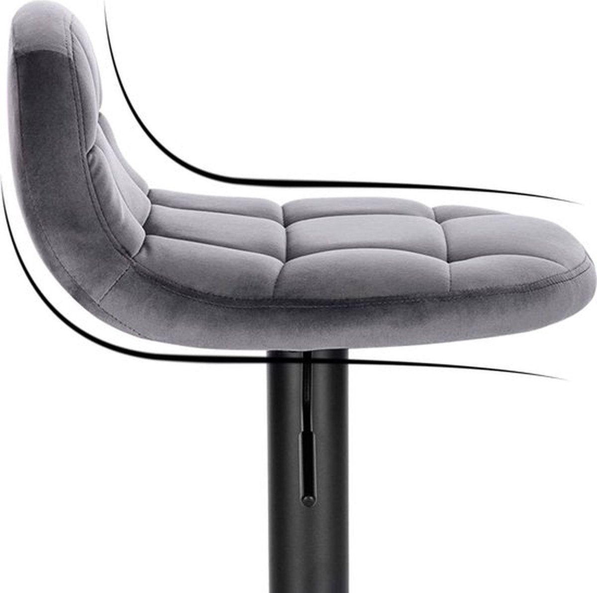 Barkrukken - Donkergrijs - Velvet - Ergonomisch - In Hoogte Verstelbaar - Set van 2 - Zithoogte 62-83cm