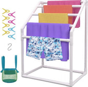 Handdoekkenrek - Badkamer - Vrijstaand - Zonder boren - 5 Rails - 8 Klemmen - 1 Haak - 25KG Capaciteit