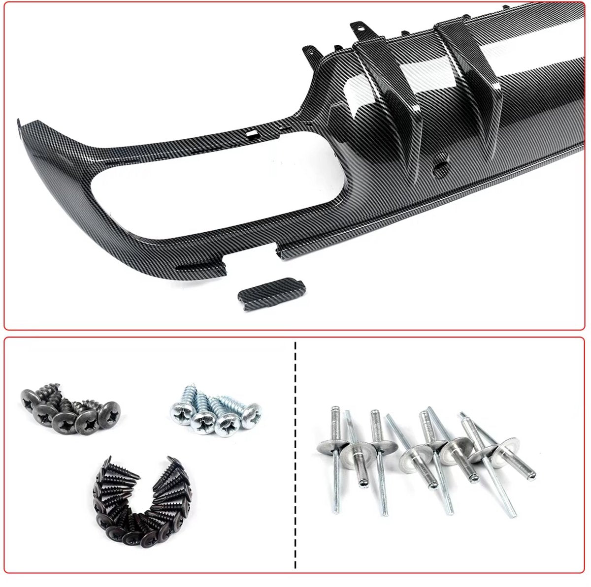 Achterbumper - Voor Mercedes C-Klasse W205 C63 AMG - Auto accessoires - Diffuser - Carbon Look - Met uitlaat tips