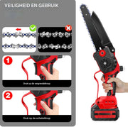 Compacte Draadloze Kettingzaag Zyren - 8 Inch Handheld Kettingzaag voor Houtzagen, Bomen Snoeien en Tuinwerk
