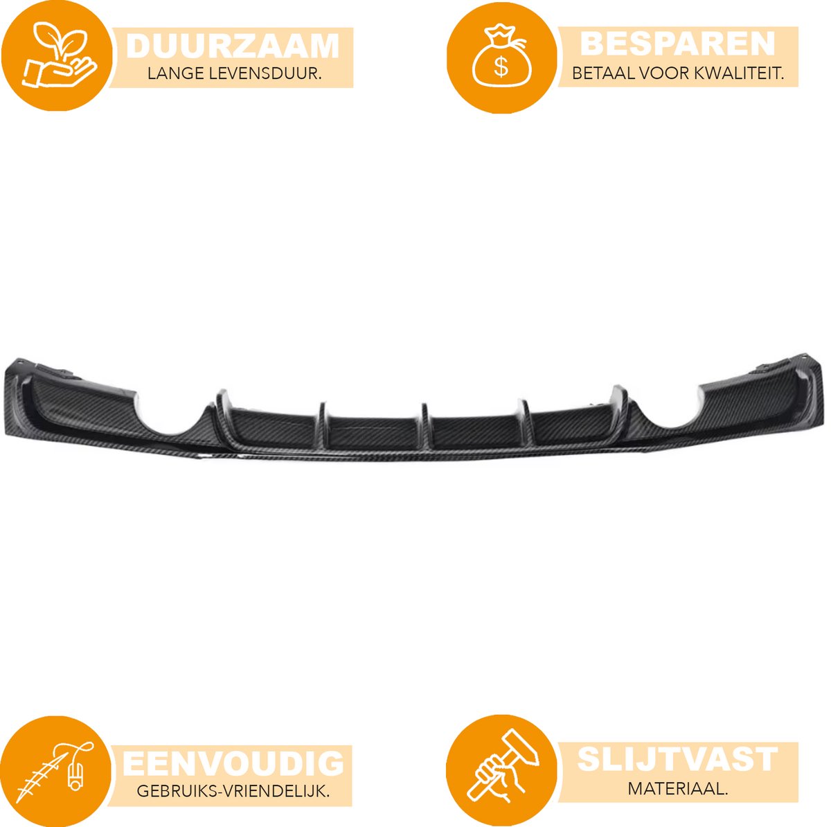 Achterbumper - Voor BMW F30/F31 M Sport - Auto accessoires - Dubbele uitlaat diffuser - Carbon Look