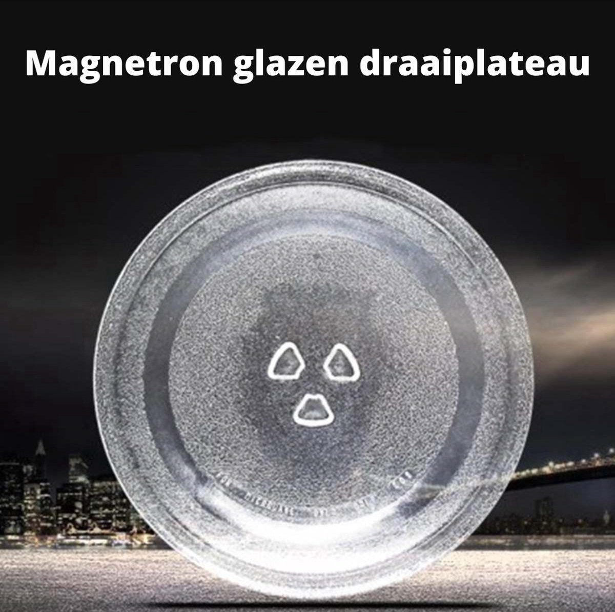 Happyment Magnetron Draaiplateau - Glasplaat Voor Magnetrons - Glazen Magnetronschaal - Inkepingen - 24.5cm