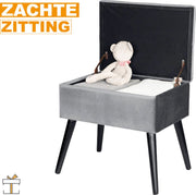 Bolt Edge Poef met Opbergruimte - Grijs - Zitkist - Voetenbank - Hocker - Praktisch & Luxe