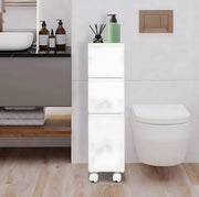 Badkamerkast - Opbergkast - Badkamermeubel - Voor smalle badkamers - Op wieltjes - Wit - 53*19,5*75 cm