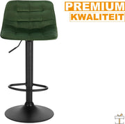 Bolt Edge Velvet Barkrukken - Groen - Ergonomisch - Zithoogte 59-81cm - Met rugleuning - Set van 2