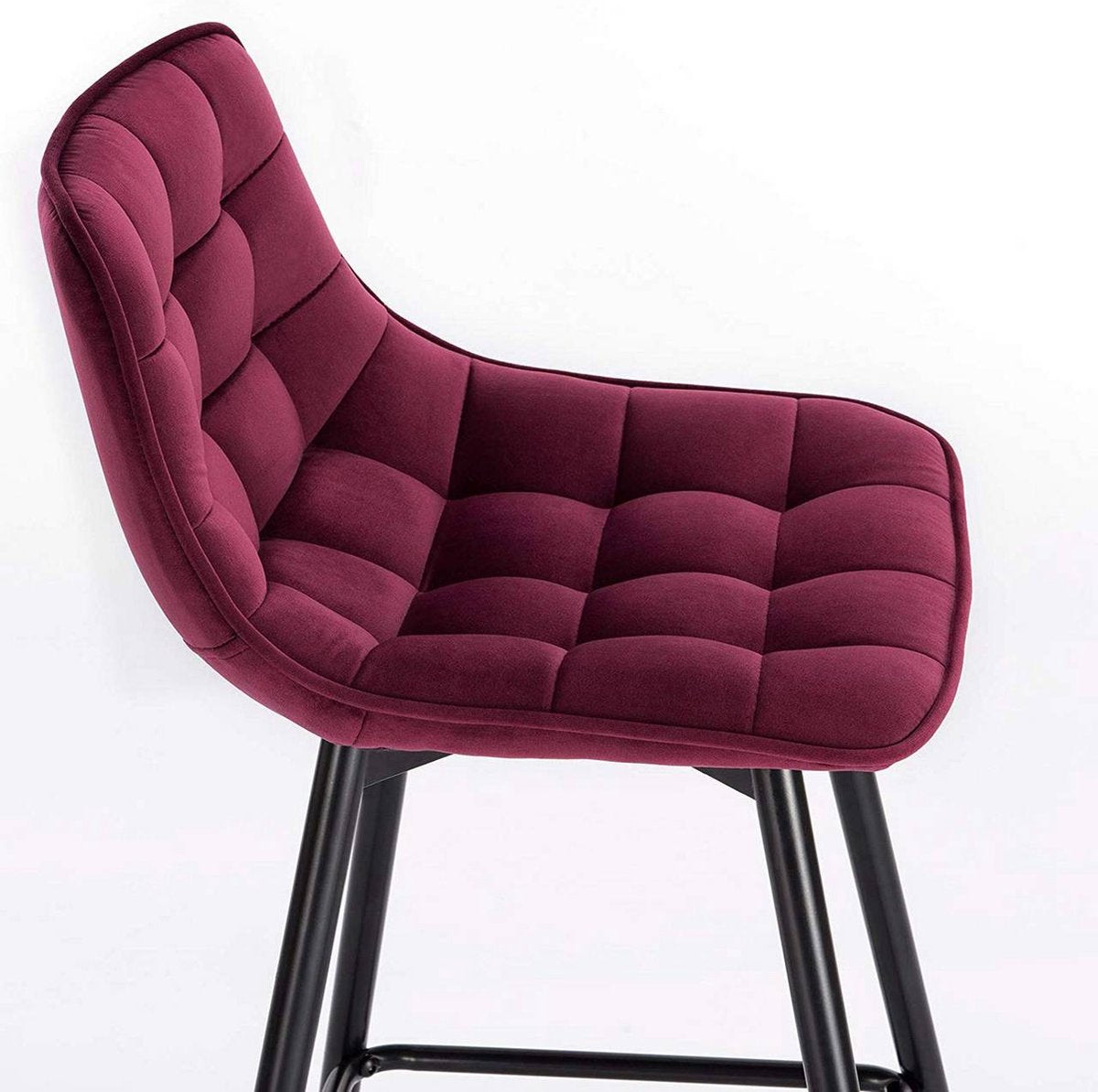 Barkruk Jitta Industrial - Rood - Barkrukken set van 2 - Barstoel Kruk - Barstoelen met rugleuning - Keukenstoel - Velvet