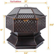 Tuinbarbecue Fioren - Vuurkorf - Vuurschaal - Terrashaard - Rookbarbecue - Voor Buiten BBQ - Stalen Kopsapparaat met Brandvertragende Gaasafdekking - 71 cm