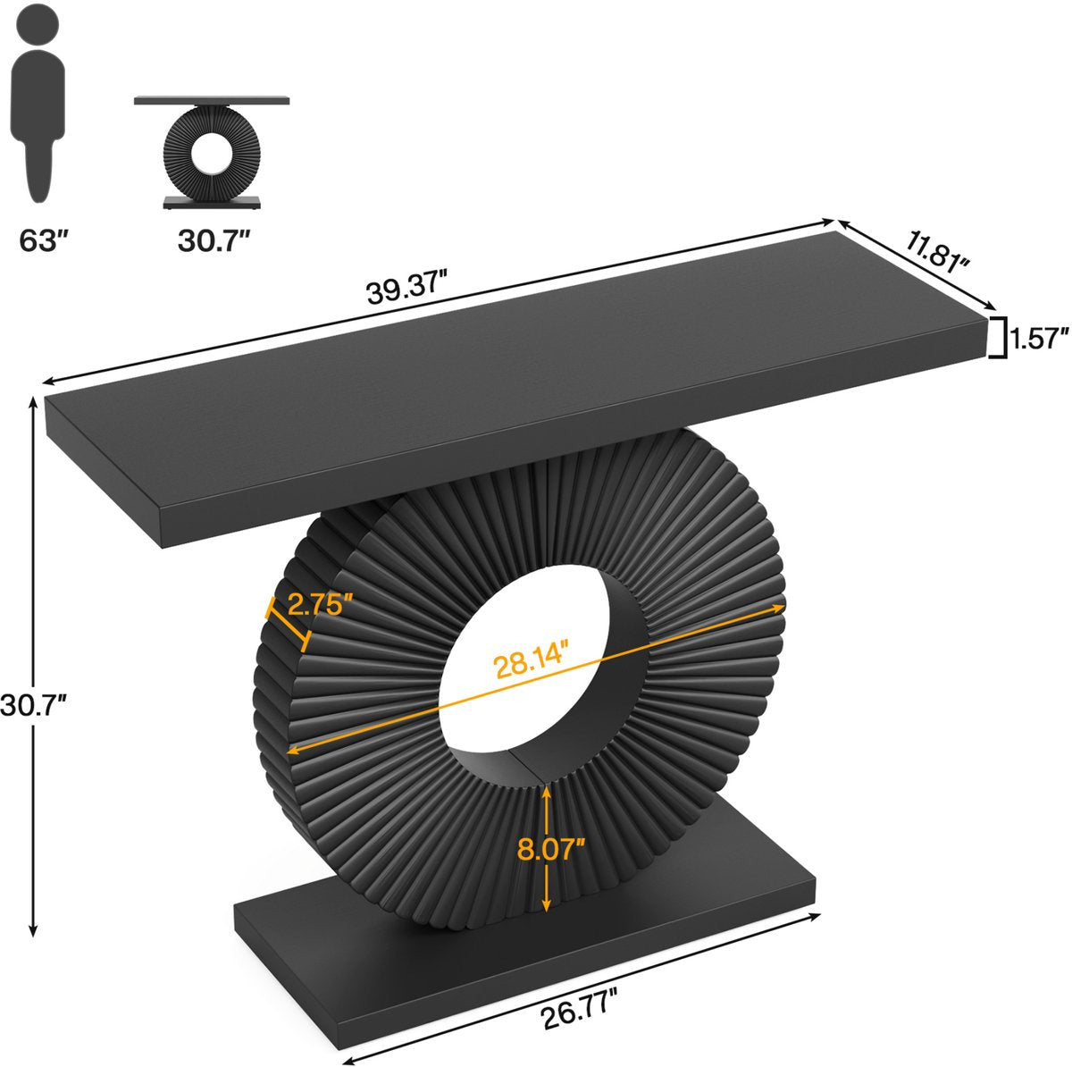 Moderne Haltafel Zaro - Consoletafel 100cm - Wandtafel - Geschikt voor Gang of Woonkamer - Wit