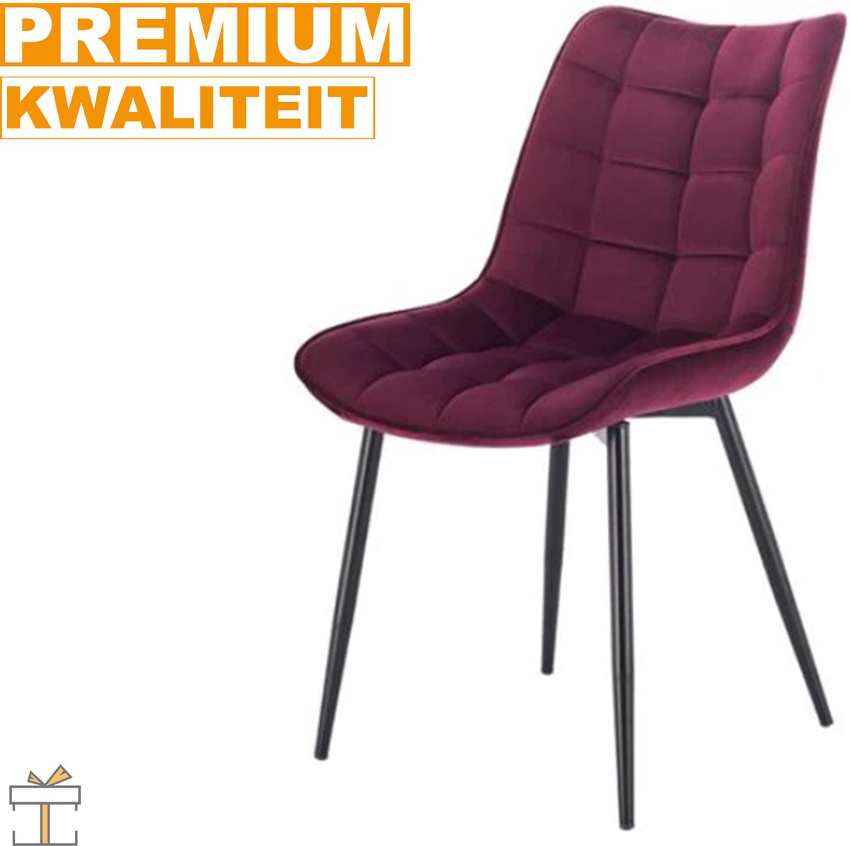 Happyment Luxe Eetkamerstoelen - Velvet Bordeaux - Woonkamerstoelen - Keukenstoelen - Kuipstoel - Set van 2, 4 of 6