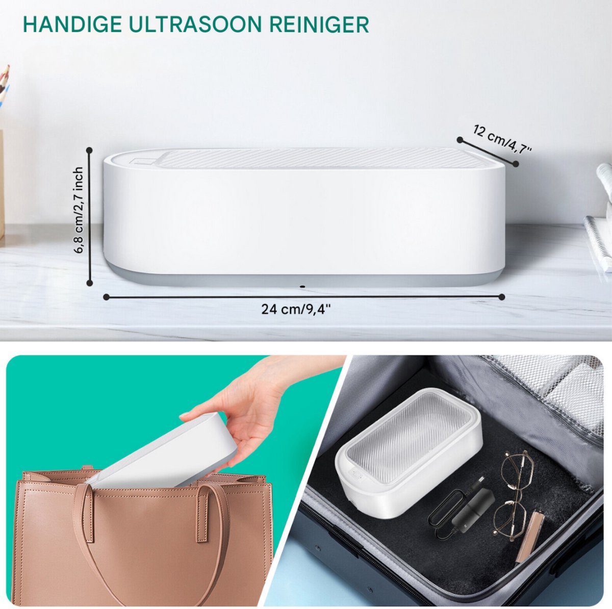 Ultrasone Sieradenreiniger - 650ML - Voor Goud, Zilver, Ringen, Kettingen & Kunstgebitten - Diepe Reiniging