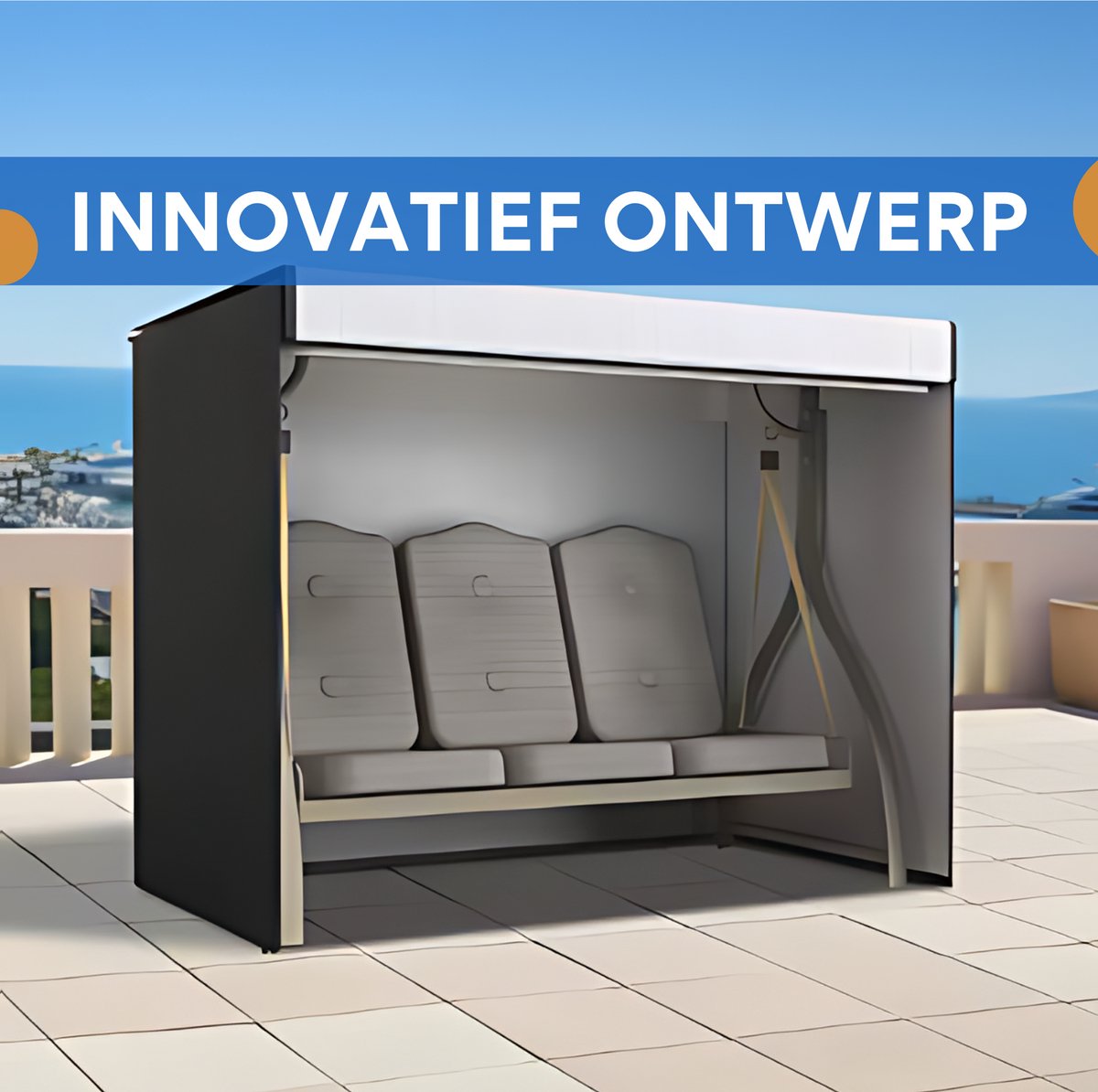 Tuinschommelhoes - Voor 3-zits - Waterdicht & anti-UV beschermhoes - Zwart