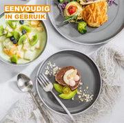 Eleganza Castella Serviesset - 16 delig - 4 persoons - Grijs - Dinerborden - Bordenset - Diepe borden - Ontbijtborden - Servies - Keukenservies - Luxe design - Tafelstijl
