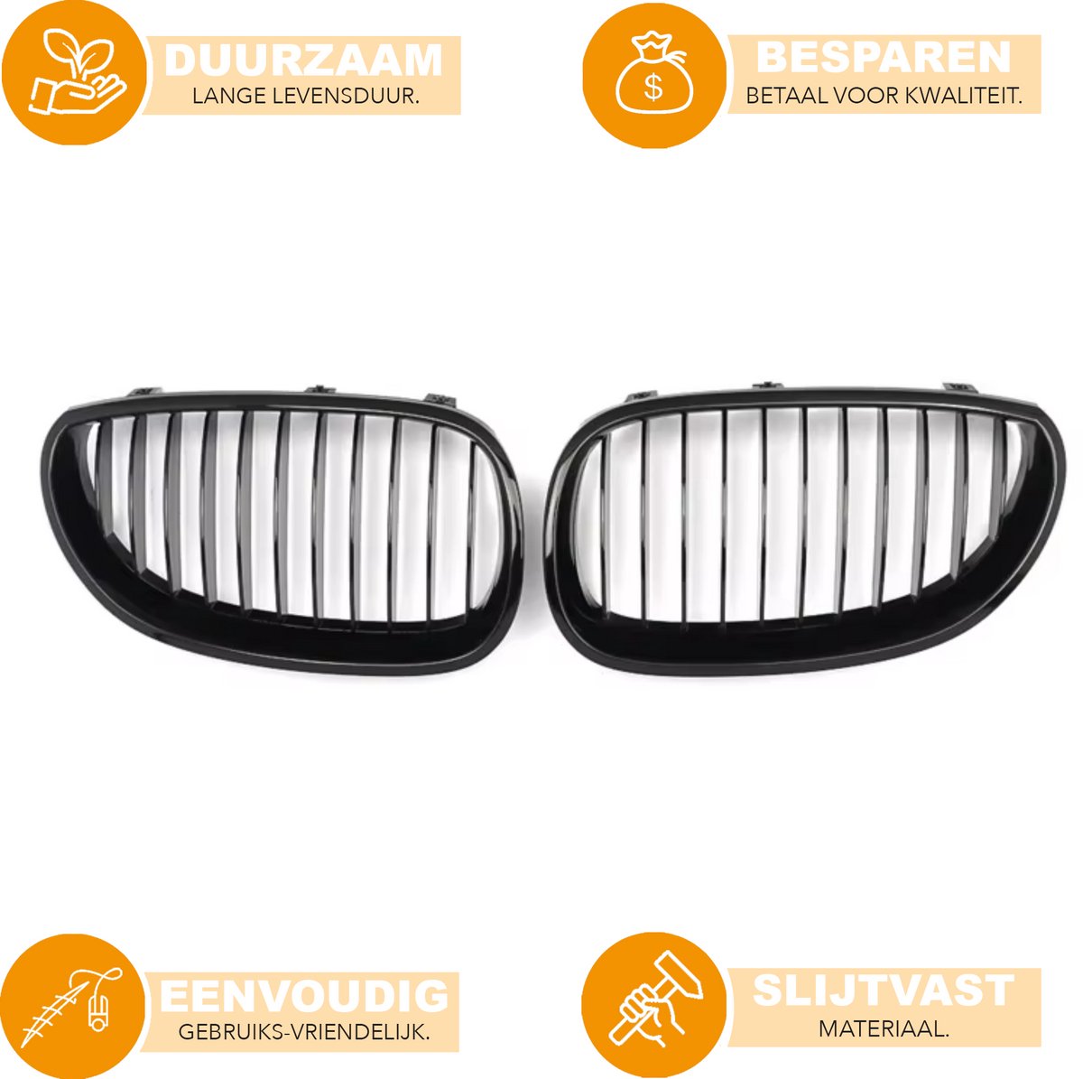 Voorbumper - Voor BMW E60/E61 5-Serie 2004-2009 - Auto accessoires - Niergrille - M stijl - Gloss Zwart