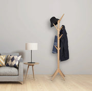 Happyment Luxe Staande kapstok - 8 haken - Kapstok staand - Premium hout - 180cm - Bruin