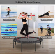 Fitness trampoline - Voor volwassenen - 127cm springoppervlak - Zwart - Opvouwbaar - in hoogte verstelbare handgreep - Spring trampoline voor binnen en buiten