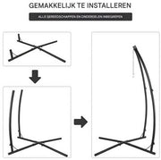 Metalen Hangstoel Hangmat C-Standaard - Egg hangstoel Chair - Schommel - Voor Buiten, Terras en Balkon - Schommelstandaard voor Veranda en Stoel - 150 kg Capaciteit - 360° Rotatie