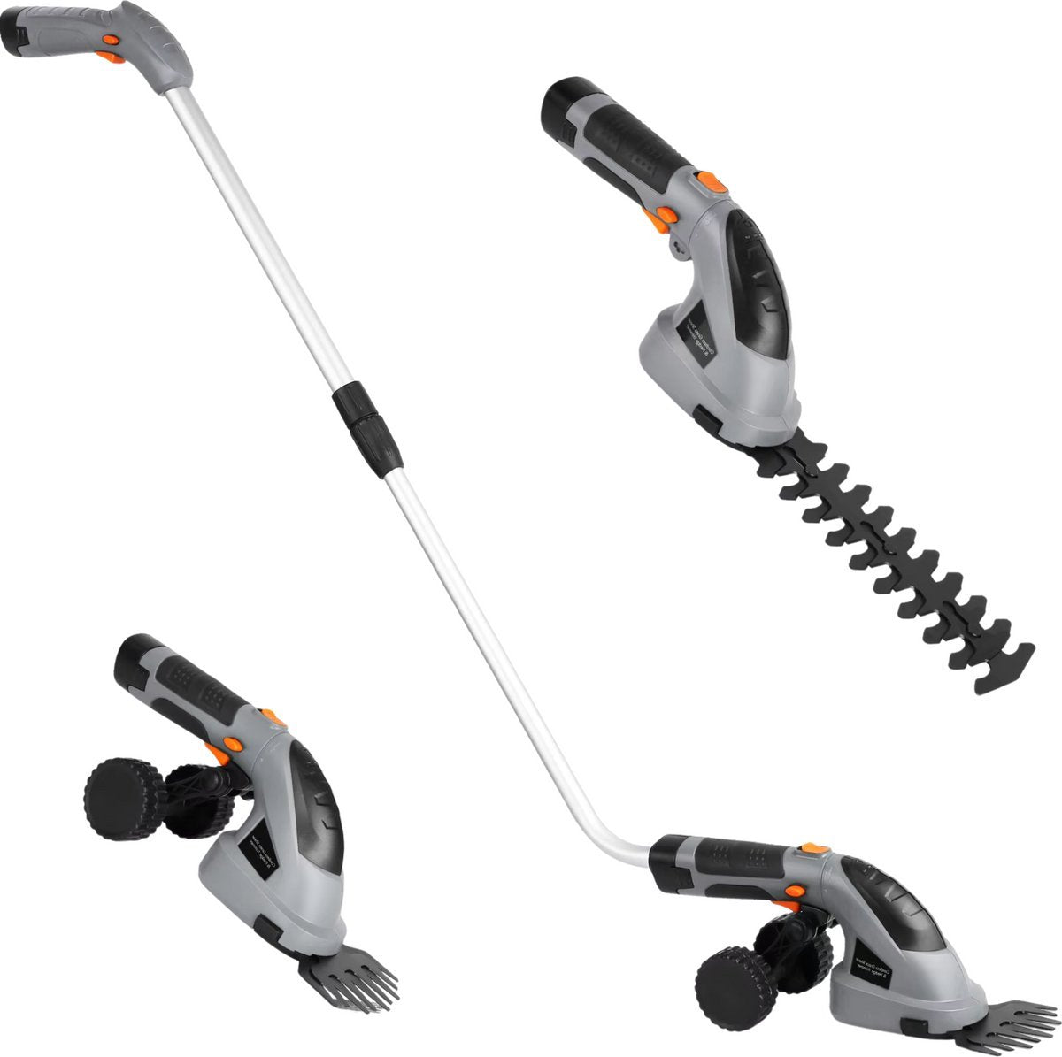 Elektrische heggenschaar Fioren - Met accu - 2 in 1 - Telescopische takkenschaar - Grijs - Snoeischaar - Draadloos - Telescopisch - Steel