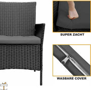 Happyment Tuinset 2 persoons - Wasbare kussens - Tuintafel met stoelen - Tuinsets - Loungeset tuinmeubels