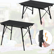 Happyment Camping klaptafel zwart - Inklapbaar - 4 personen - Picknicktafel - Kinderen & volwassenen - Verstelbaar in hoogte - Black friday - Kerstcadeau