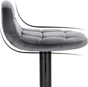Luxe Barkruk Pluto - Industrial - Donkergrijs - Barkrukken set van 2 - Barstoel Kruk - Barstoelen met rugleuning - Keukenstoel - In hoogte verstelbaar - Velvet