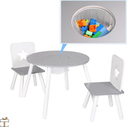 Happyment® Kindertafel en 2 Stoeltjes - Kindermeubel - Tafeltje - Speeltafel - kinderbureau - Black friday - Sinterklaas - Kerstcadeau