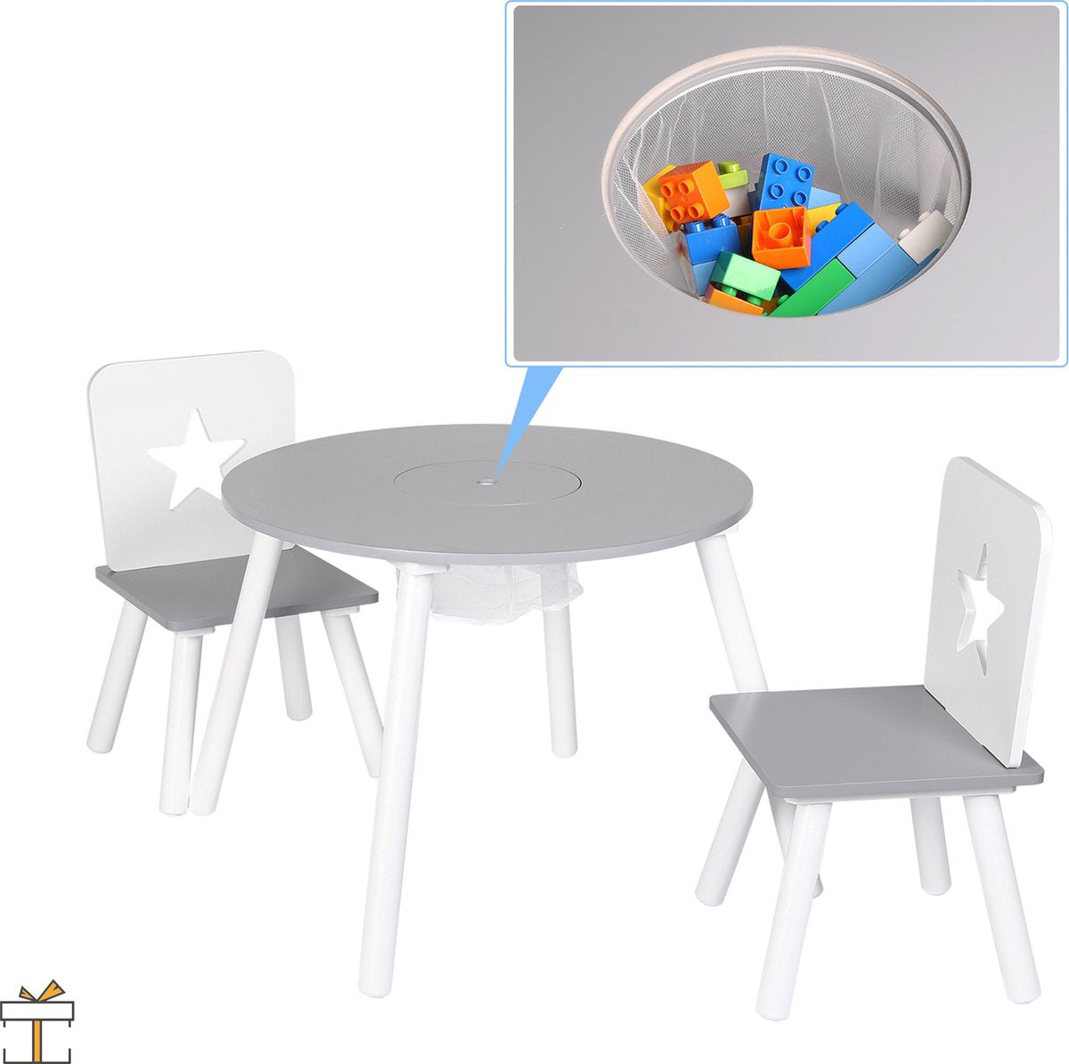 Happyment® Kindertafel en 2 Stoeltjes - Kindermeubel - Tafeltje - Speeltafel - kinderbureau - Black friday - Sinterklaas - Kerstcadeau