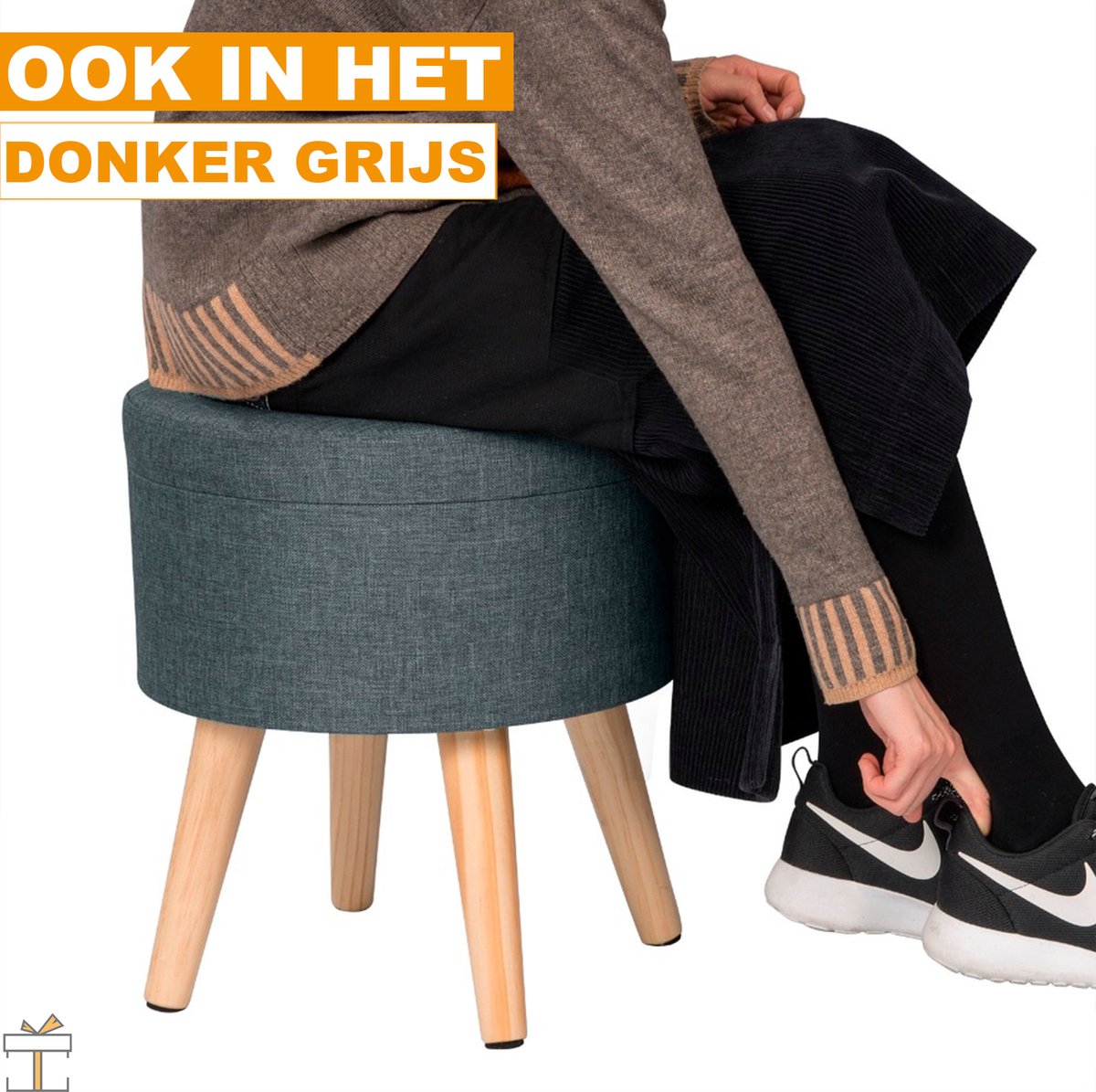 Happyment® Luxe poef - Voetenbank met opbergruimte - Opbergbox hocker - Zitkist met deskel - Black friday - Kerstcadeau - Licht Grijs