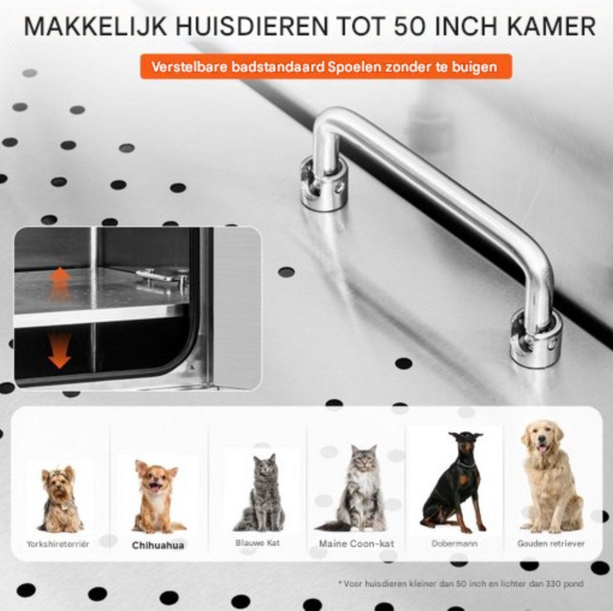 Hondenverzorgingskuip Deluxe - 1270mm - Roestvrij Staal - Huisdierbad