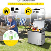 Draagbare Camping Koelbox 12V – Vriezer 53Qt met LCD – Voor Auto, Boot & Onderweg