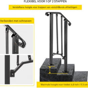Trapleuning - Balustrade voor 1-2 tredens - Houders - Leuningen voor Trappen - Staal - Met trapleuninghouders