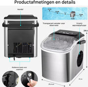 Ijsmachine - Aanrechtmodel - Voor snel ijs maken, 9 blokjes in 6 minuten - Zelfreinigende elektrische compacte drinkbare ijsmachine - 1,2 liter