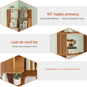 Hoekkast Dali - 6 lagen - Boekenrek - Boekenkast voor woonkamer of slaapkamer - Opbergrek - Hout - 165cm