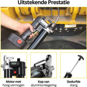 Pneumatische Vetspuit PRO - 2 Accu’s - Inclusief Koffer - Oplaadstation - Complete Set - Zwart
