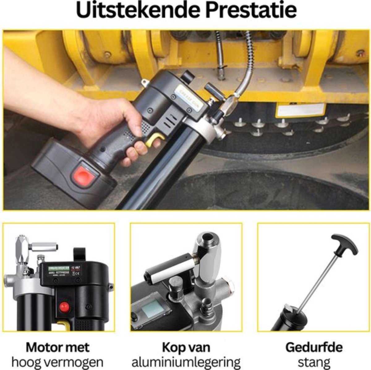Pneumatische Vetspuit PRO - 2 Accu’s - Inclusief Koffer - Oplaadstation - Complete Set - Zwart