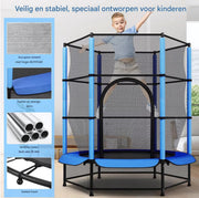 Trampoline met veiligheidsnet - 140 cm - Voor kinderen - Kindertrampoline - Blauw - Buitenspeelgoed - Mini trampoline