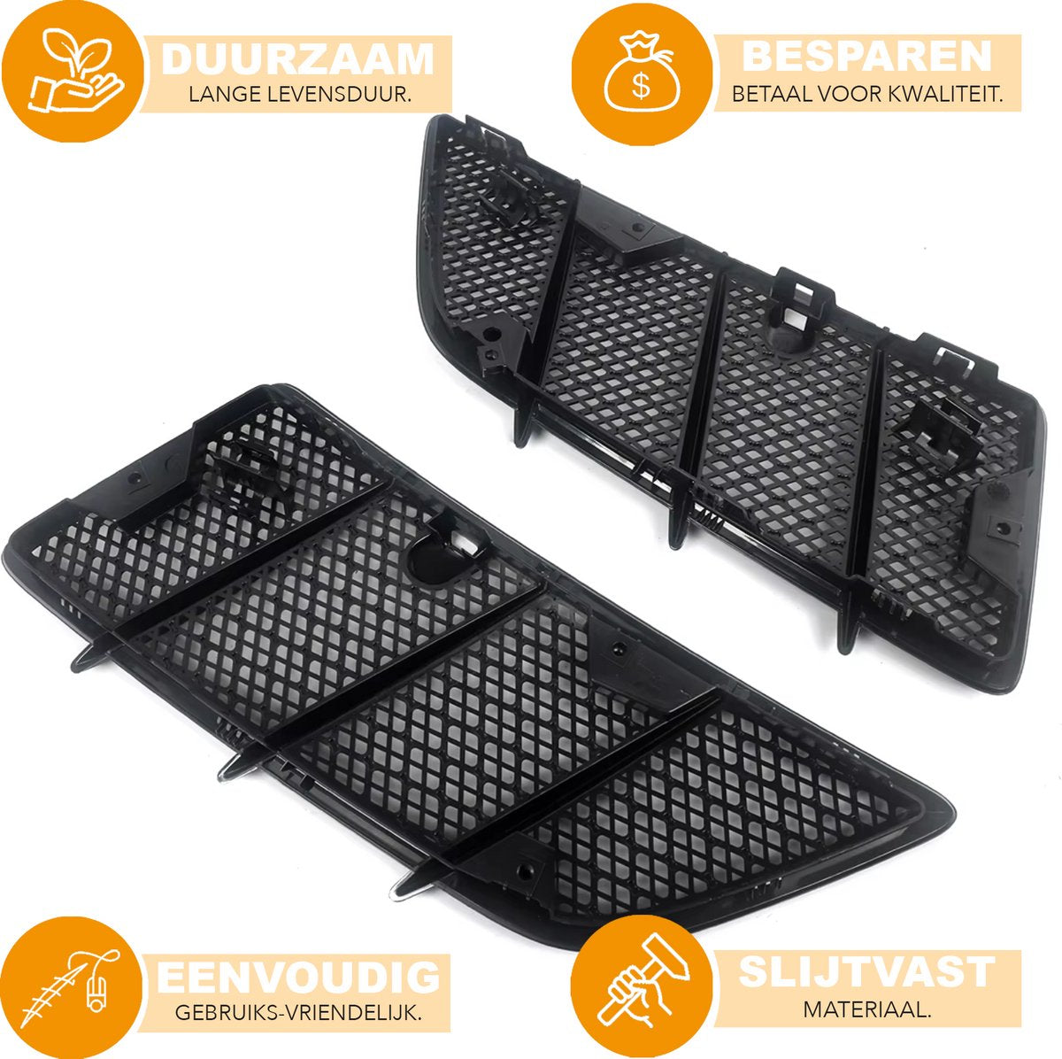 Motorkap Rooster Cover - Zwart - Voor Mercedes W164 GL350/ML350/GL450 (2008-2011) - Set van 2 - Auto Accessoires