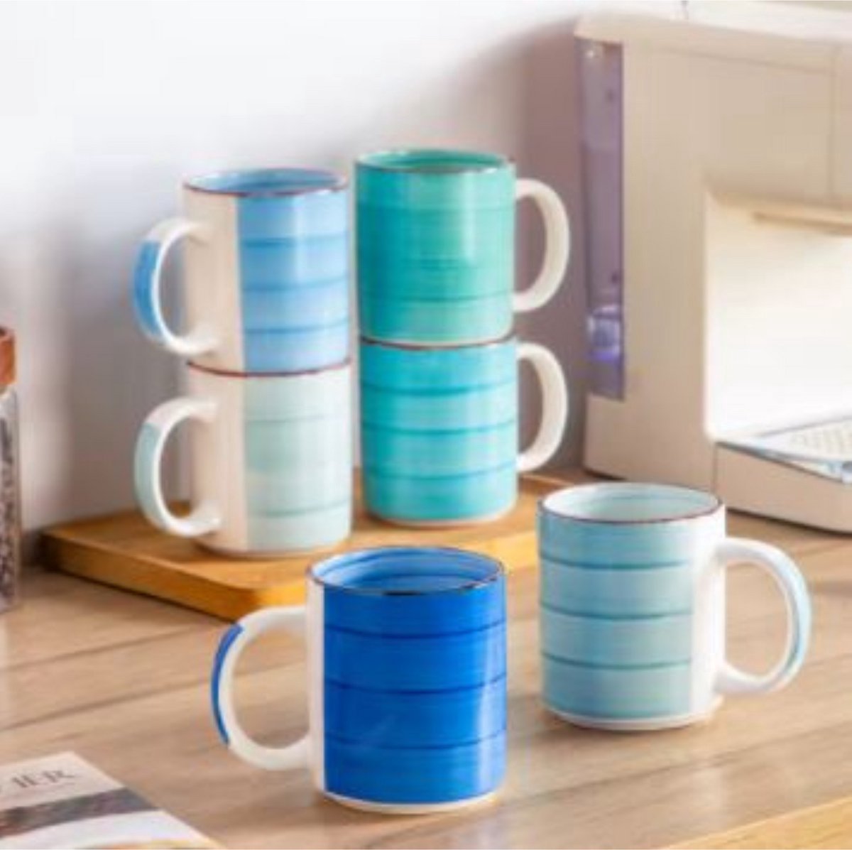 Artemia Mokkenset - 6 stuks - 470ml - Koffiemokken - Melkbeker - Met oor