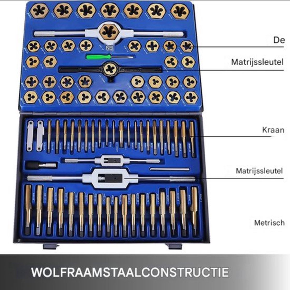 Tappen Set - Blauw - 86 Stuks - Inclusief Tappendoos