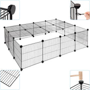 Happyment Dierenren Vida - Extra hoog - Knaagdierenren Ren - Verstelbaar - Konijnenren - Kippenren - Puppyren - Kattenren - Zwart - 70 x 70 x 105 cm
