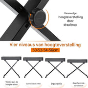 Pianokruk - In hoogte verstelbaar - Pianostoel - Pianobank - Opvouwbare Kruk