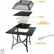 Happyment BBQ tafel - 2in1 - Tuintafel en barbecue - Vuurkorf of ijsbak - Buitentafel