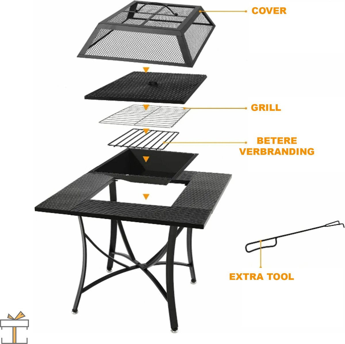Happyment BBQ tafel - 2in1 - Tuintafel en barbecue - Vuurkorf of ijsbak - Buitentafel