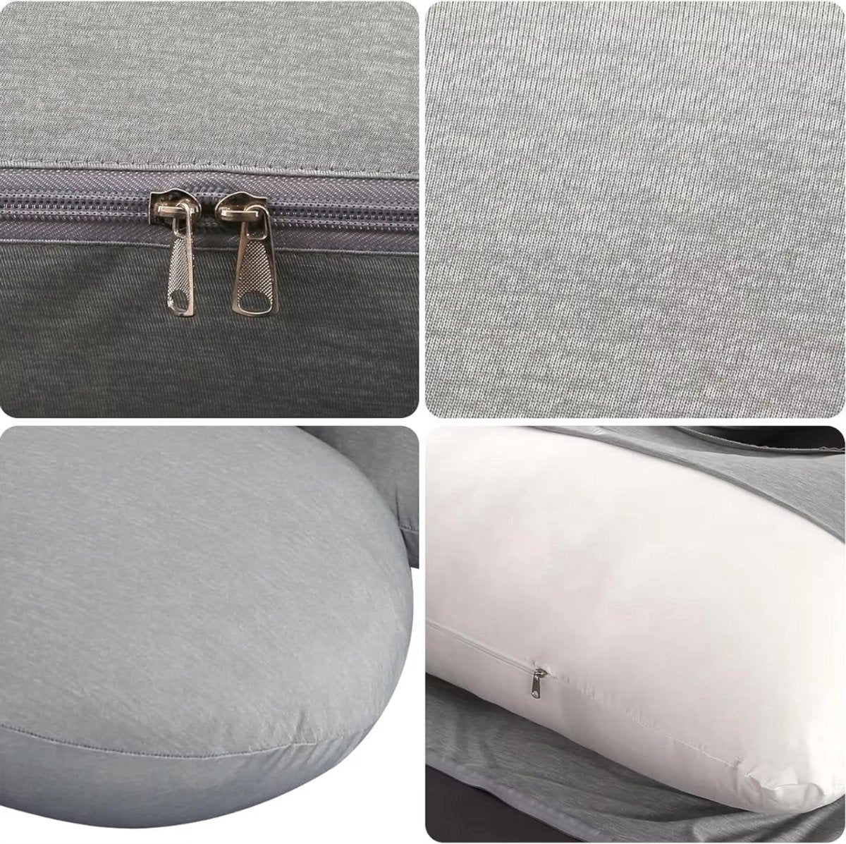 Zwangerschapskussen Vaylen - Verkoelend - Ergonomisch - Lichaamskussen - Body pillow - Zijslaapkussen - Voedingskussen - Voor zijslapen - Grijs