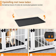 Hondenkennel Vaylen - Zware Hondenkennel - Voor Huisdieren - Metalen Hondenkrat met Houten Meubelstijl - Hondenbench - Zwart - 107cm