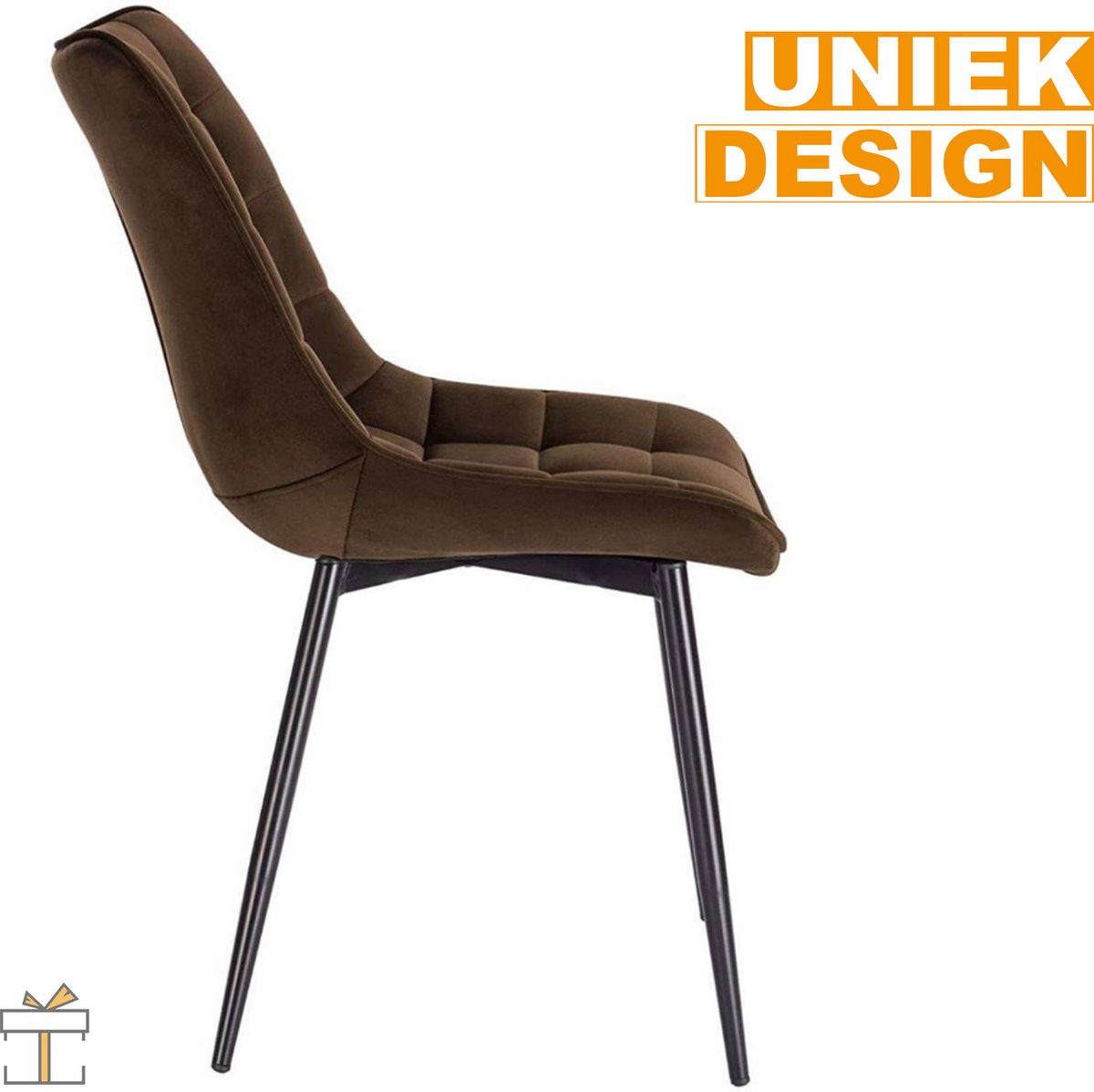 Happyment Luxe Eetkamerstoelen - Bruin Bordeaux - Woonkamerstoelen - Keukenstoelen - Kuipstoel - Set van 2, 4 of 6
