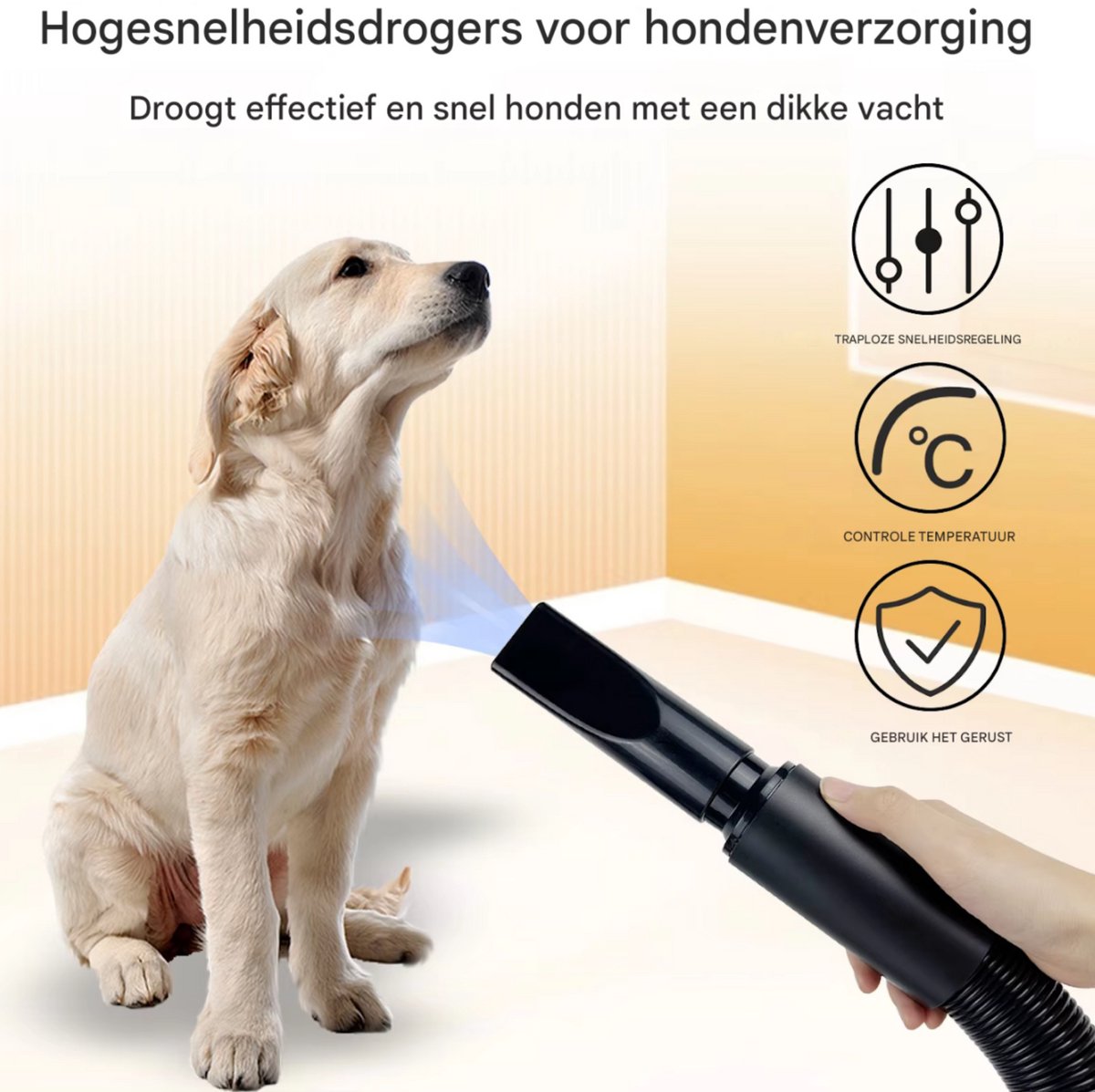Hondenfohn 2800W - Waterblazer voor Honden - Met Geluidsdemper - Geschikt Voor Alle Hondenrassen