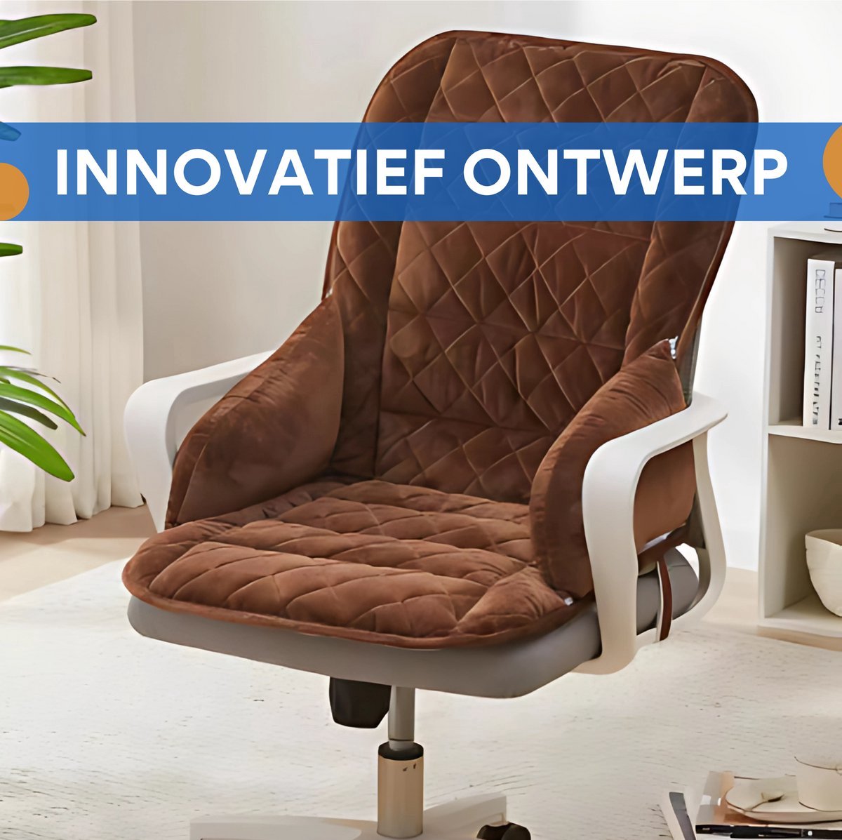 Kussen Tavien - Bureaustoel kussen - Rugkussen - Ergonomisch - Universeel - Bruin